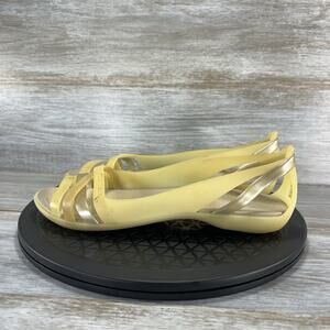 Crocs Women’s Isabella Huarache 2 Cream Tan Jelly Strappy Sandals Size 9